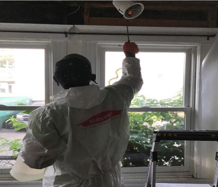 technician spraying window with anti microbial