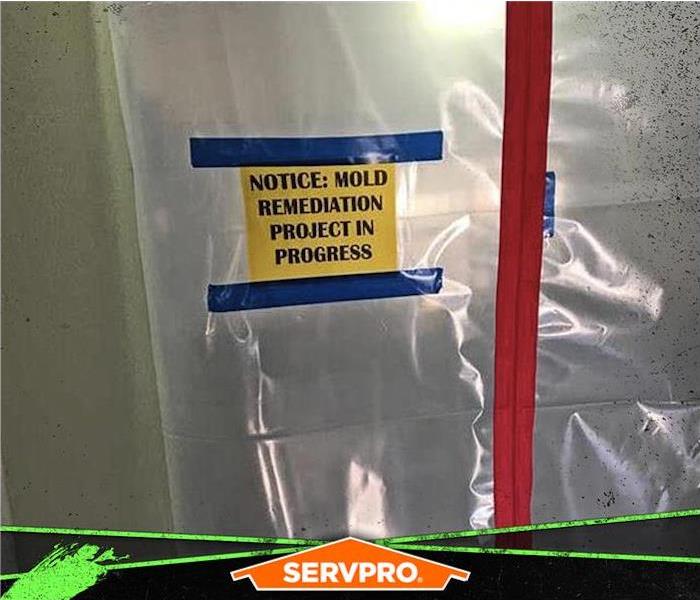 notice sign, containment, mold remediation