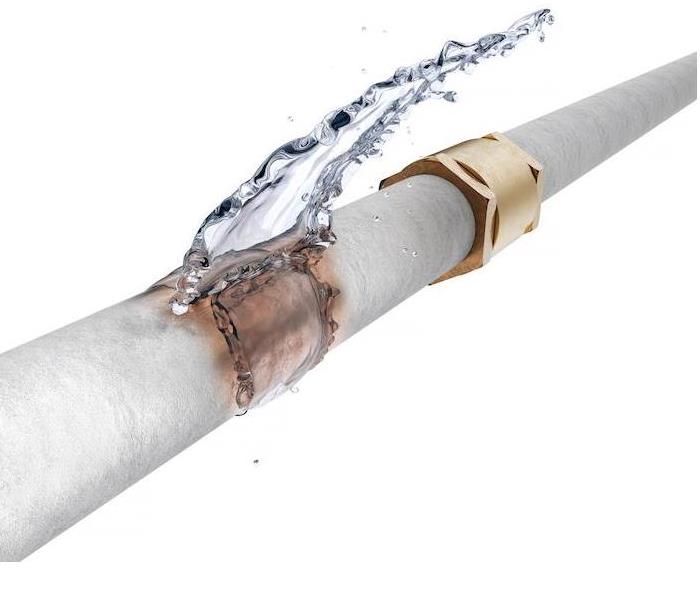 water leaking out of a gray pipe showing signs of erosion